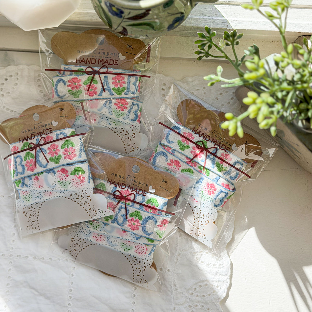 Vintage ABC Floral Woven Jacquard Ribbon - nanaCompany