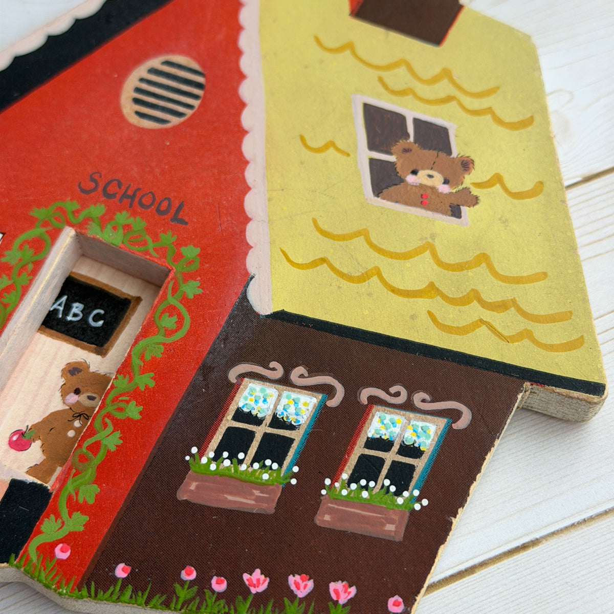Hand-painted Vintage School House Hangable Decor