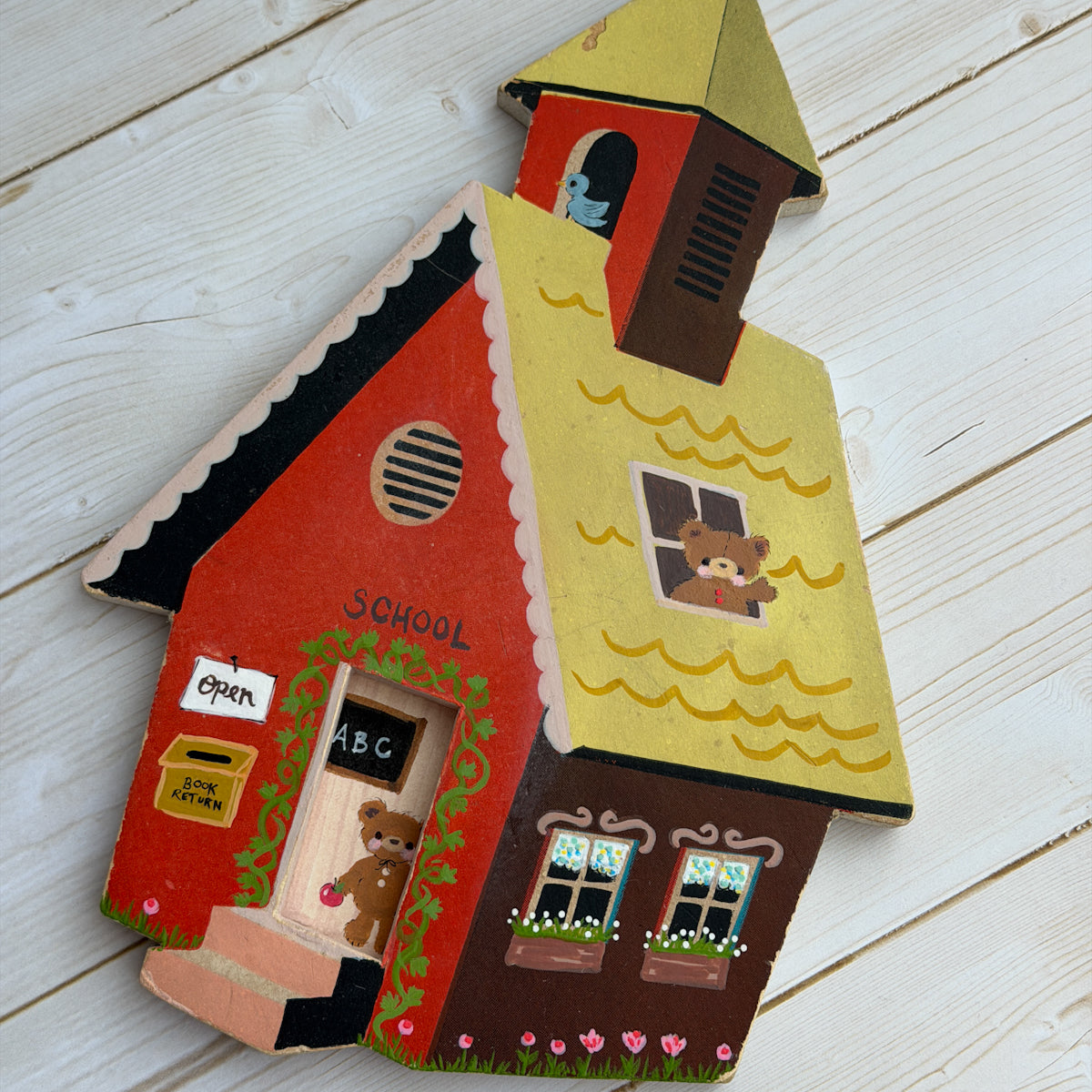 Hand-painted Vintage School House Hangable Decor