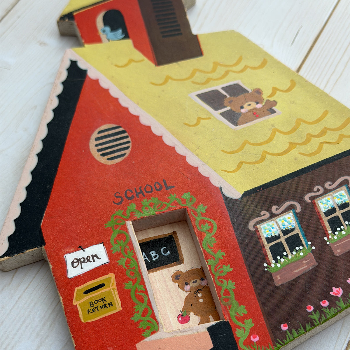Hand-painted Vintage School House Hangable Decor
