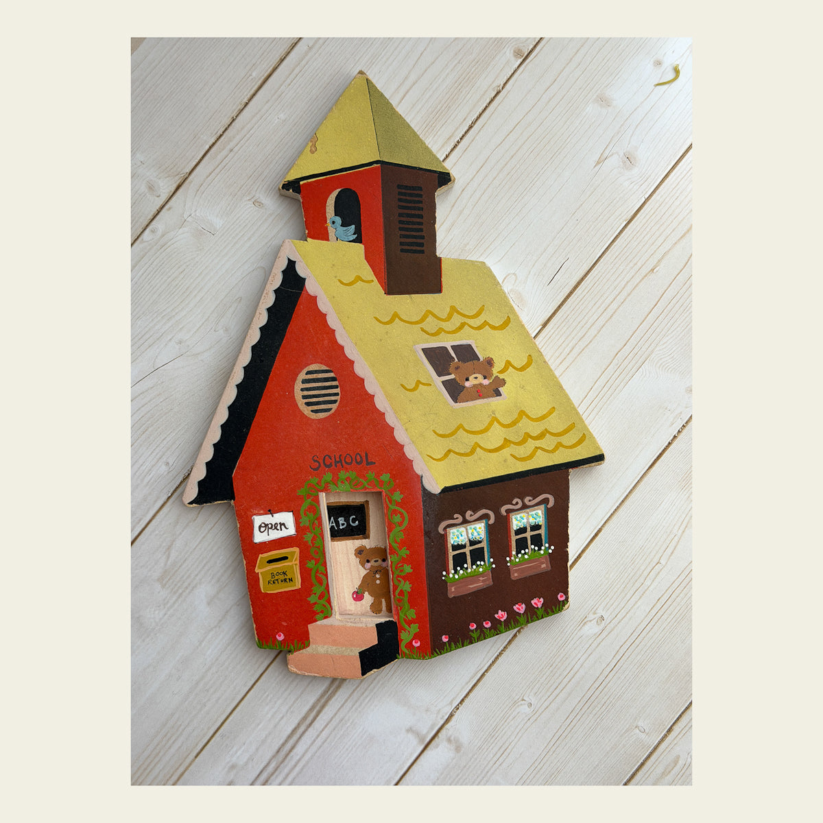 Hand-painted Vintage School House Hangable Decor