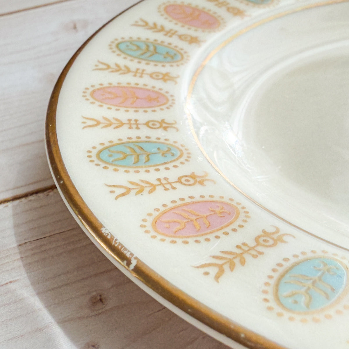 Vintage Tiny Dish in Pink & Blue | Castleton China Lavalliere