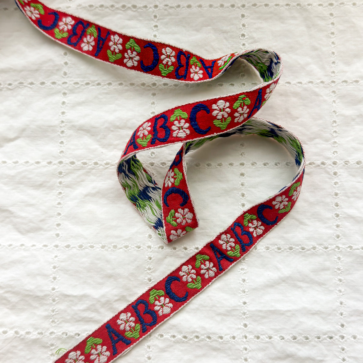 Vintage ABC Floral Woven Jacquard Ribbon - nanaCompany