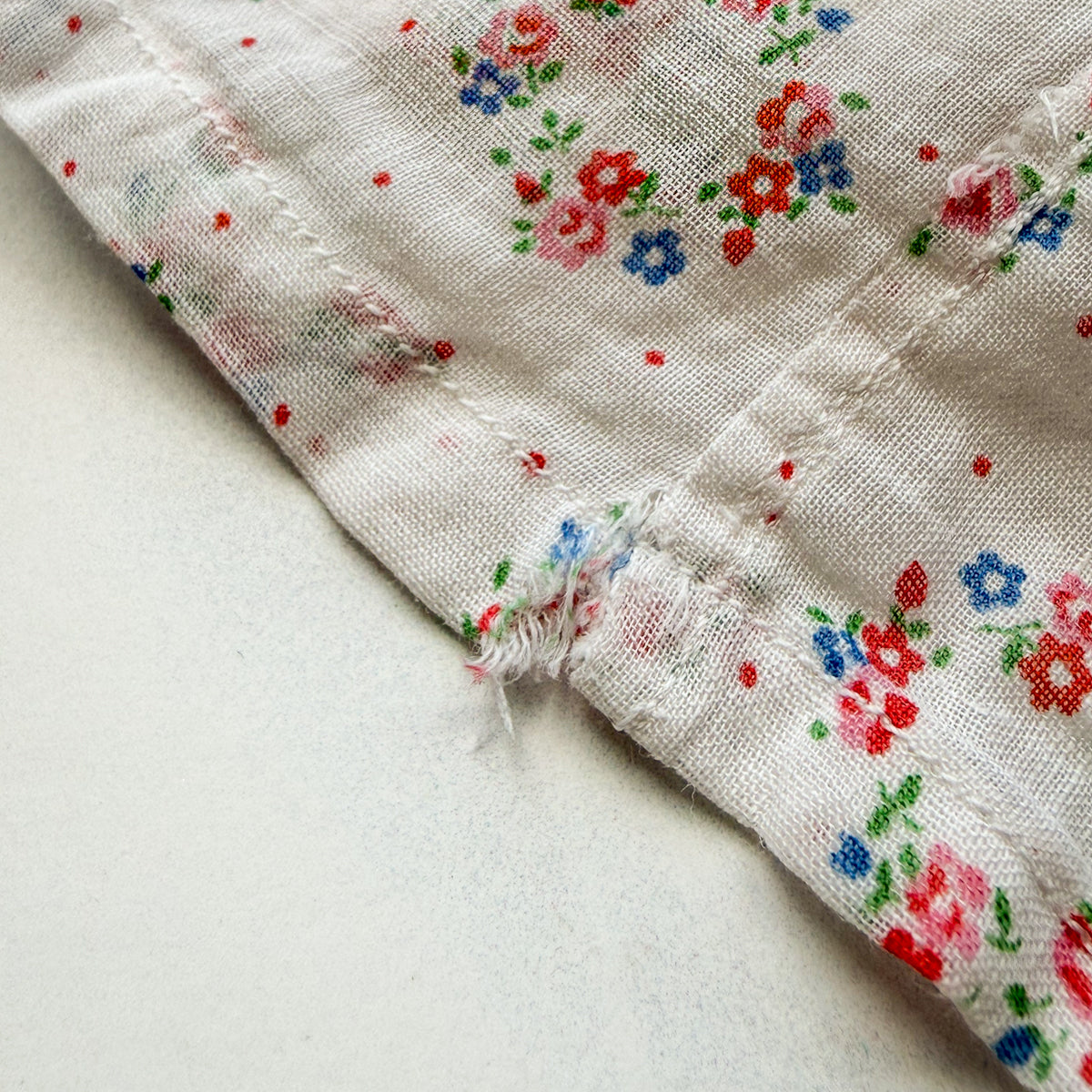 Vintage Doll Dress - Beautiful Floral on White Fabric