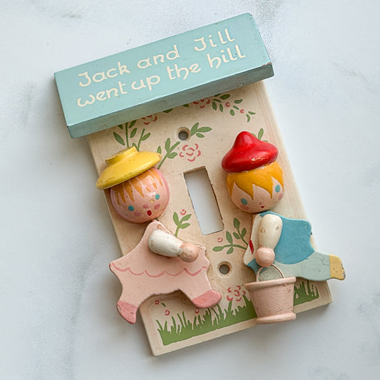 Charming Vintage Painted Wood Jack & Jill Switch Cover Children Decor | Choose Style