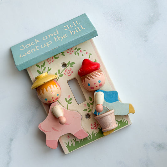Charming Vintage Painted Wood Jack & Jill Switch Cover Children Decor | Choose Style