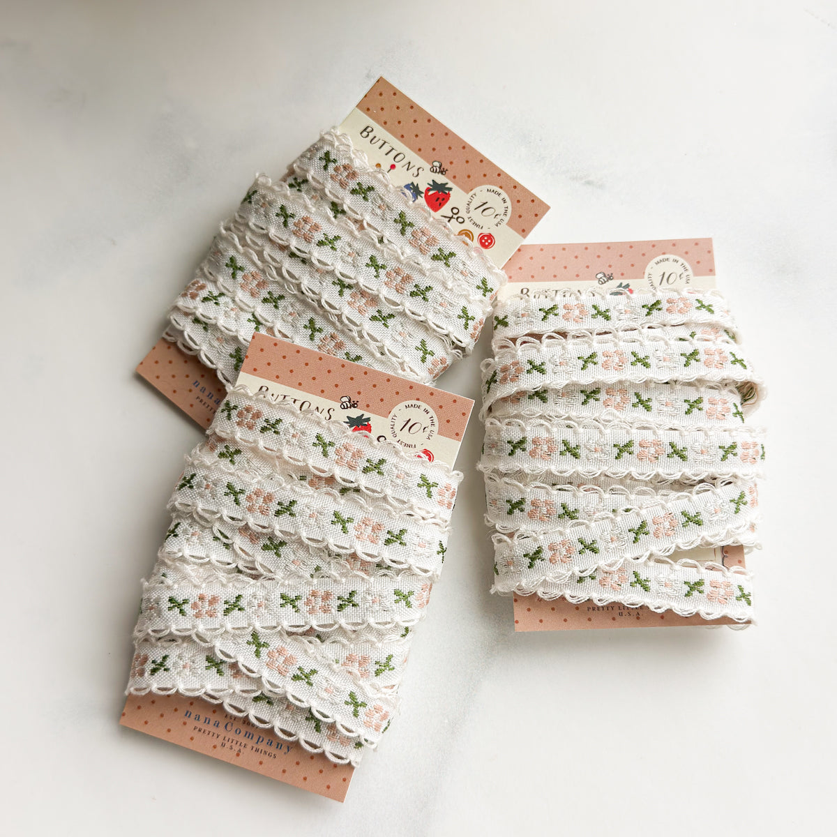 Scalloped Woven Ribbon Petite Small Flowers