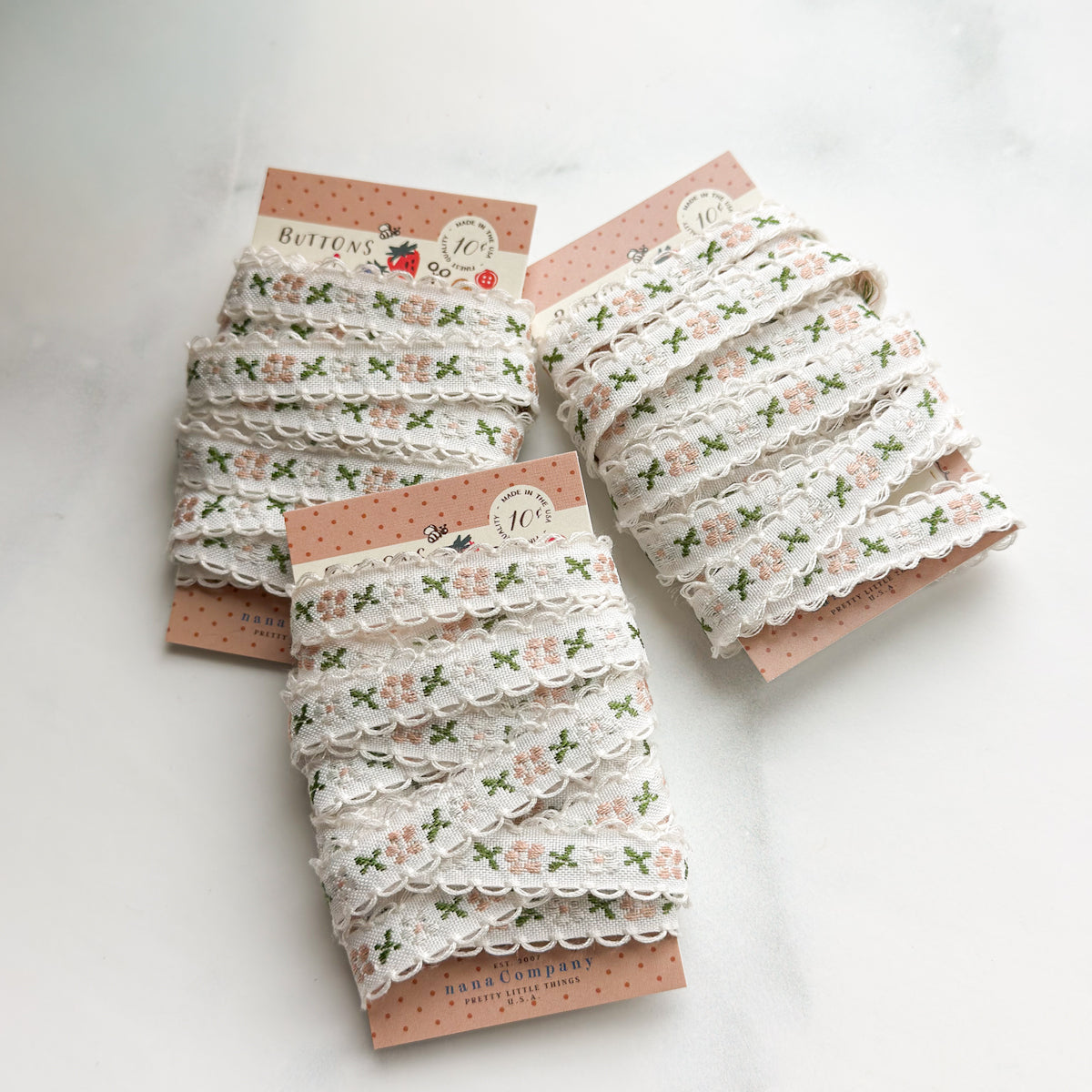 Scalloped Woven Ribbon Petite Small Flowers