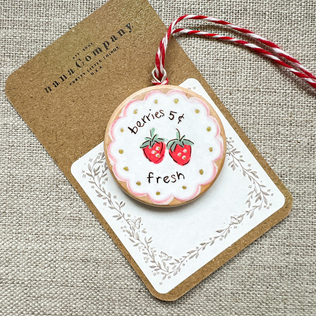 Fresh Berries Hand Painted Wood Tag