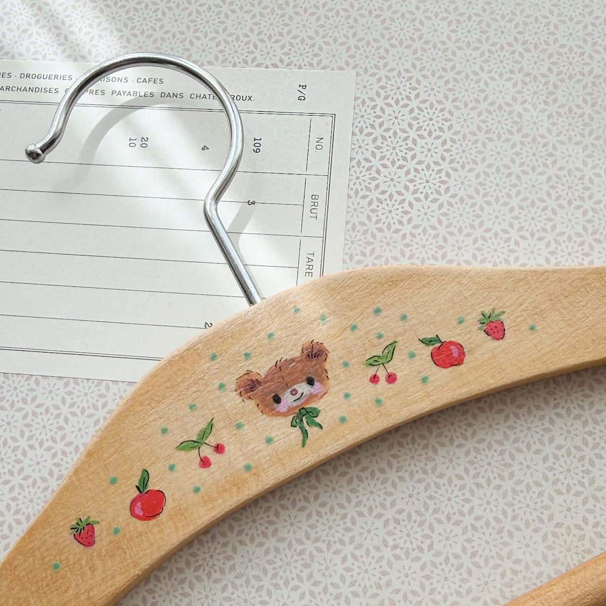 Sweet Vintage Look Hand-painted Wood Baby Child Hanger | Choose Bear or Cat