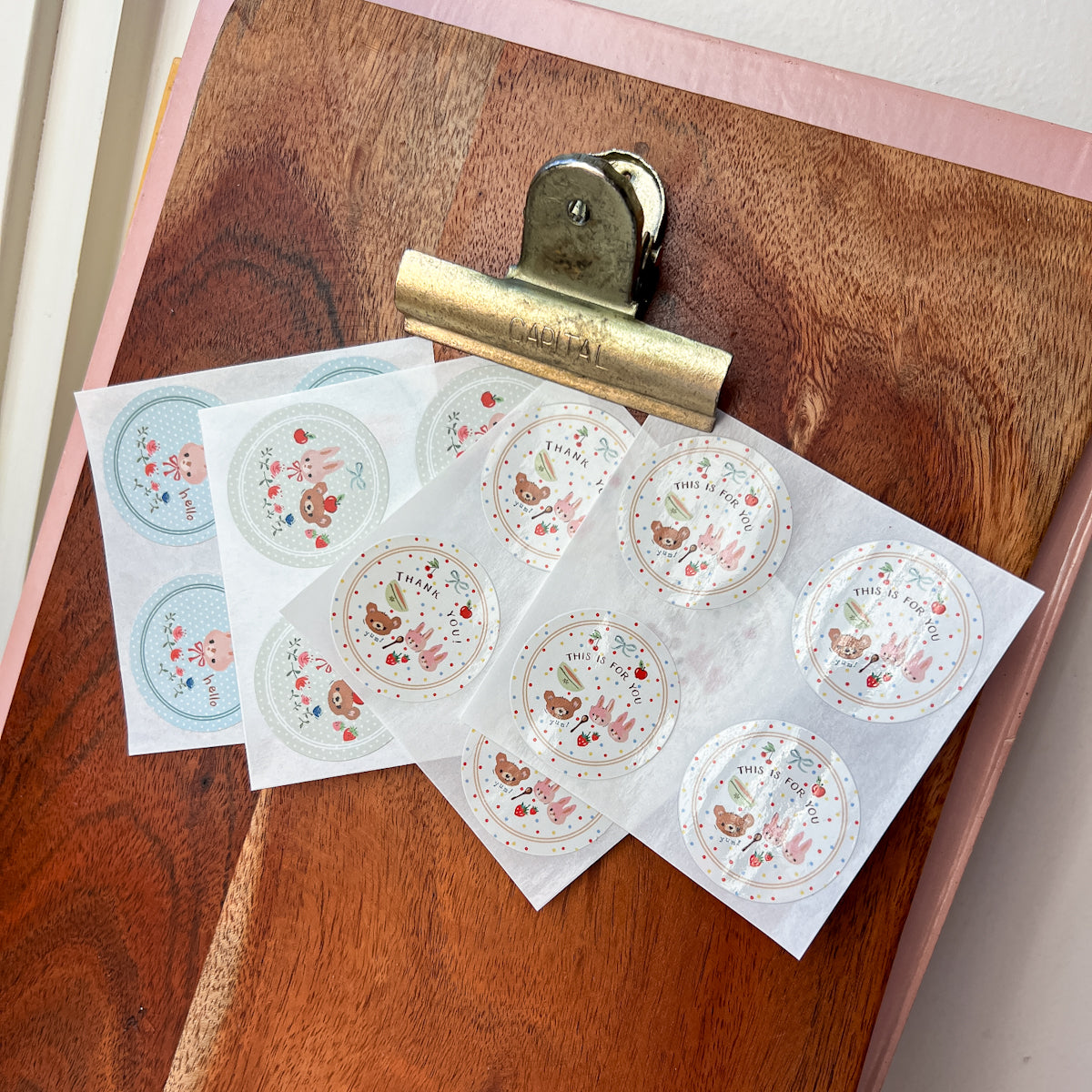 Hello Bunny & Apple Bear Stickers | Choose Style