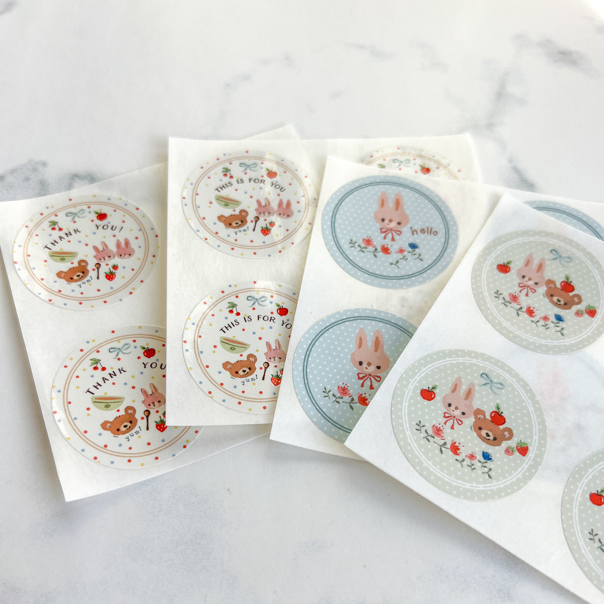 Hello Bunny & Apple Bear Stickers | Choose Style