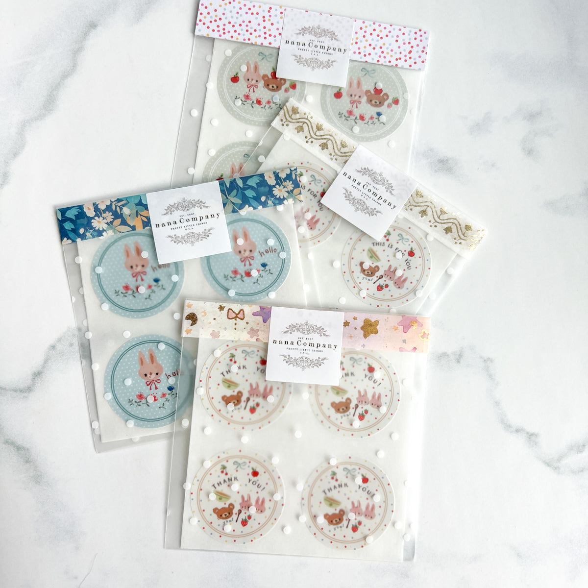 Hello Bunny & Apple Bear Stickers | Choose Style