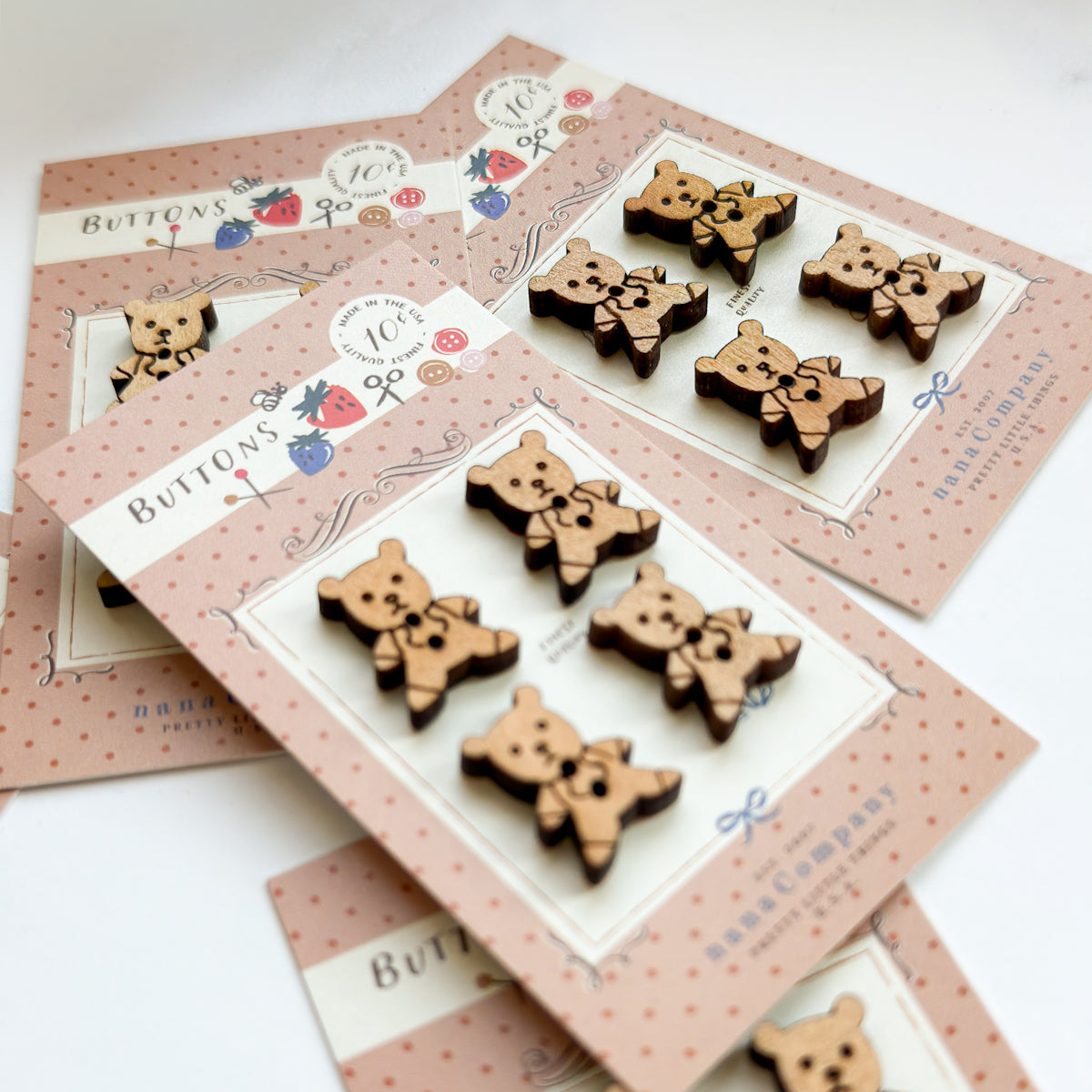 nanaCompany Novelty Storybook Bear Wood Buttons | Set of four