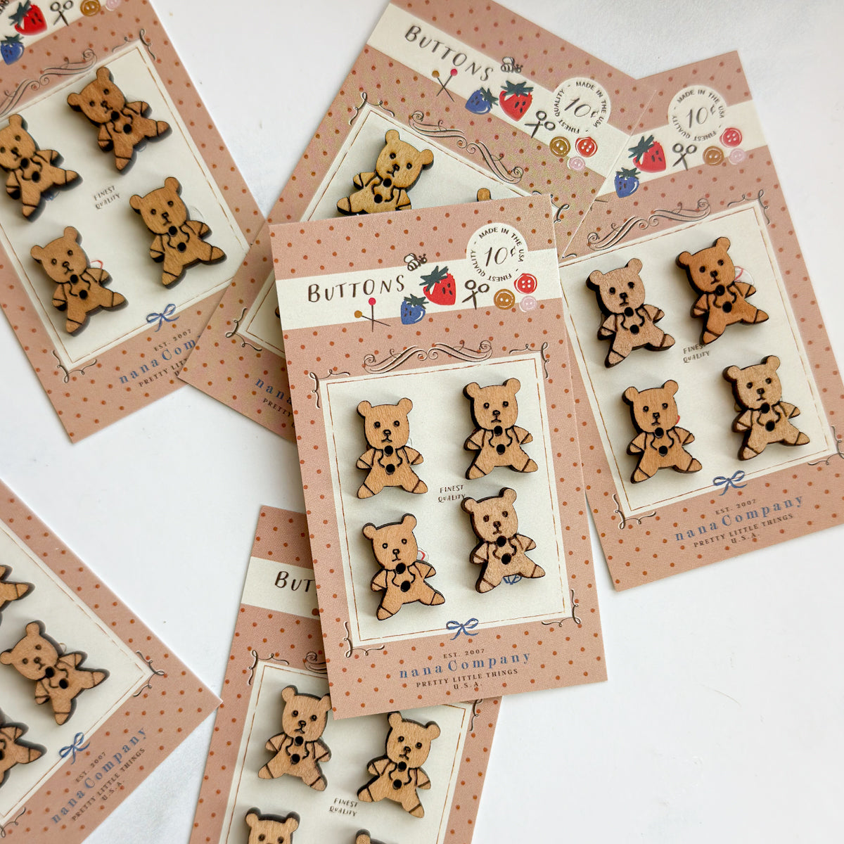 nanaCompany Novelty Storybook Bear Wood Buttons | Set of four