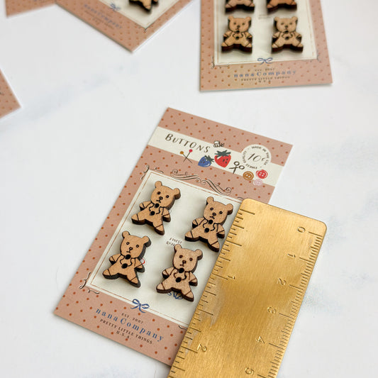 nanaCompany Novelty Storybook Bear Wood Buttons | Set of four