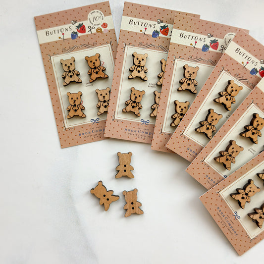nanaCompany Novelty Storybook Bear Wood Buttons | Set of four