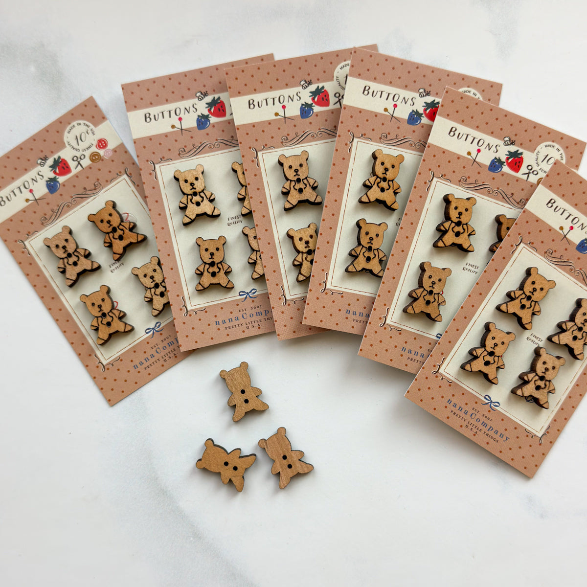 nanaCompany Novelty Storybook Bear Wood Buttons | Set of four