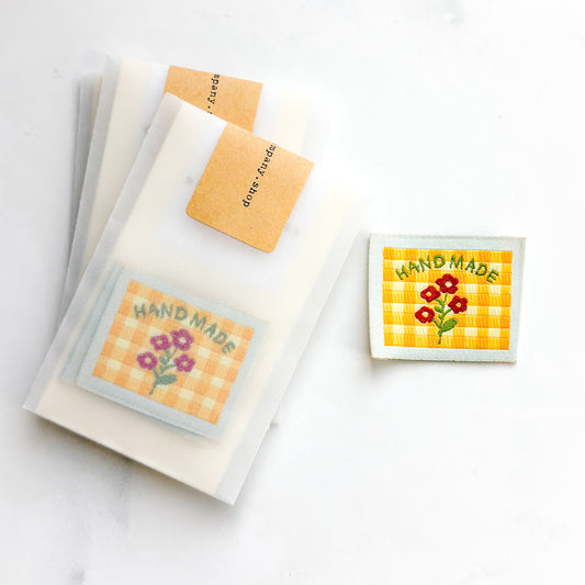 Yellow Flower Handmade Woven Labels | Set of three